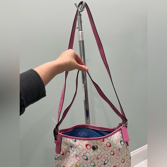 Coach Heritage Chelsea Signature shoulder bag with pink leather trim F16481 NWOT - Picture 12 of 16